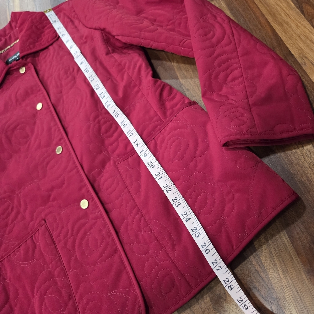 Ellen Tracy Ruby Red Quilted Jacket With Floral S… - image 3